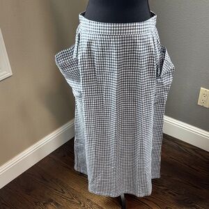 Lintico Navy & White Gingham Midi Skirt - NWT